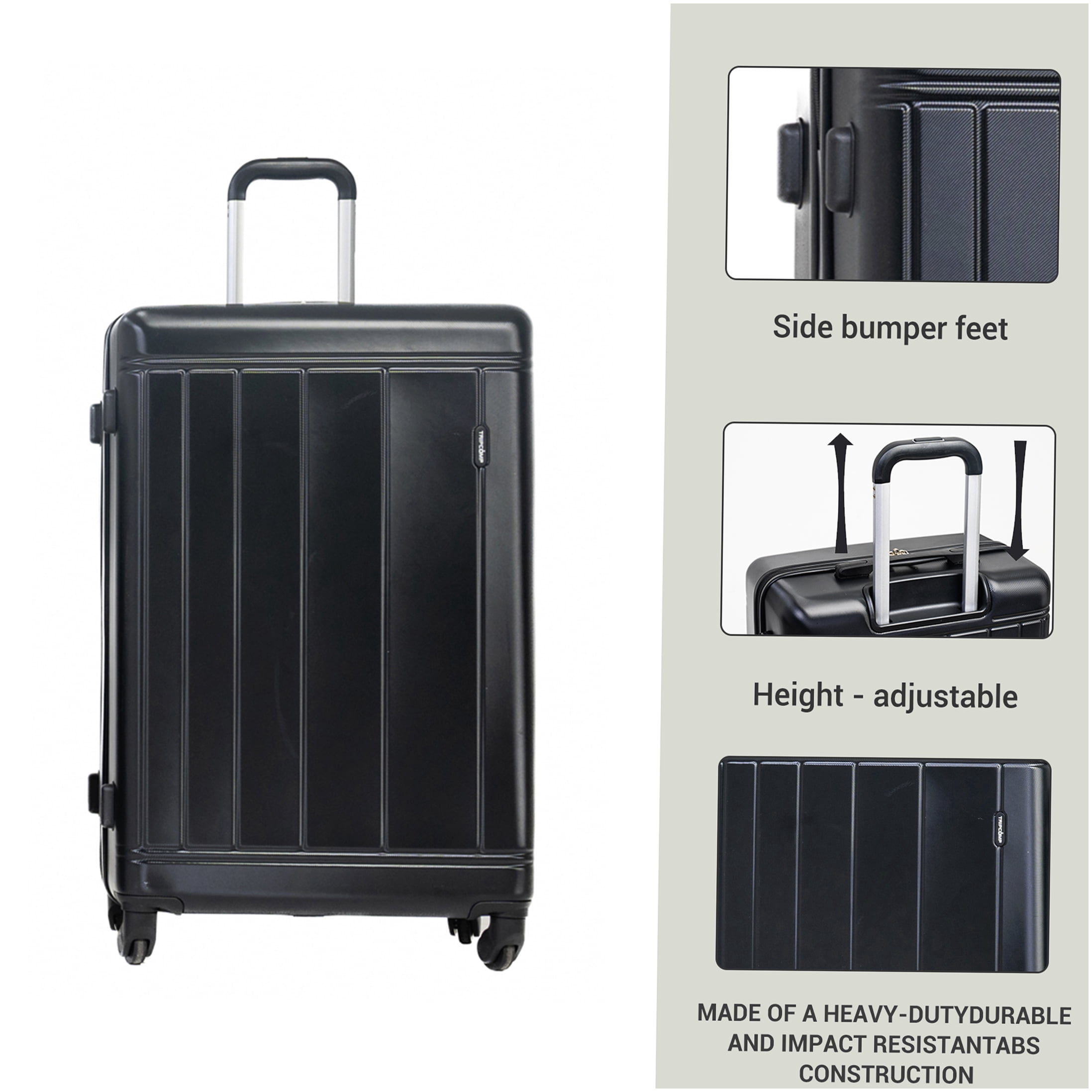 Black ABS+PC Hardshell Luggage Set with TSA Lock, 9-Piece Travel Suite with Carry-On, Checked Bags & Backpack