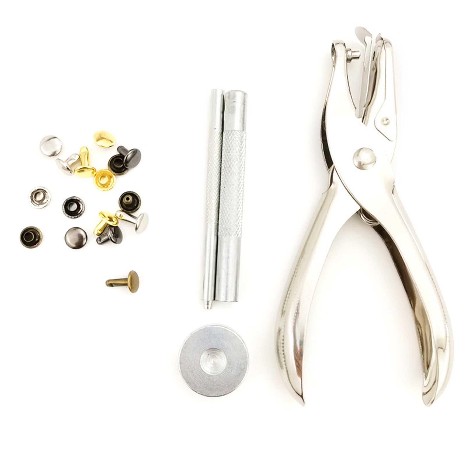 480 Sets Leather Rivets Double Caps Rivet Metal Studs with 3 Setting Tools Plier for Leather Craft Repair