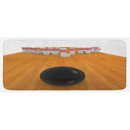 

Bowling Party Kitchen Mat Bowling Alley with Skittles and Ball in Position Hobby Print Plush Decorative Kitchen Mat with Non Slip Backing 47 X 19 Pale Brown Black White by Ambesonne