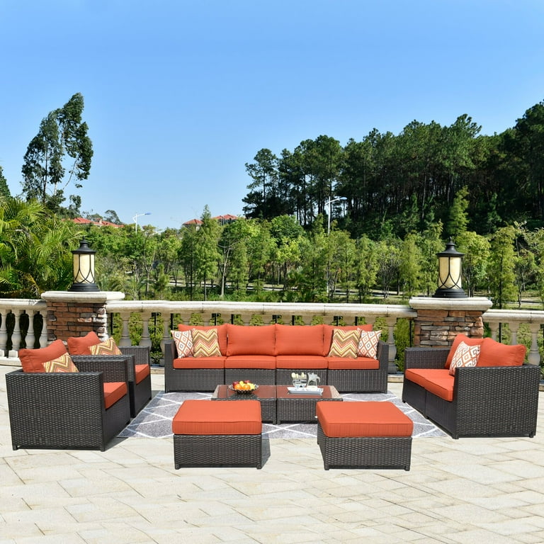 Cassville Big Size 12 Piece Rattan Sectional Seating Group with