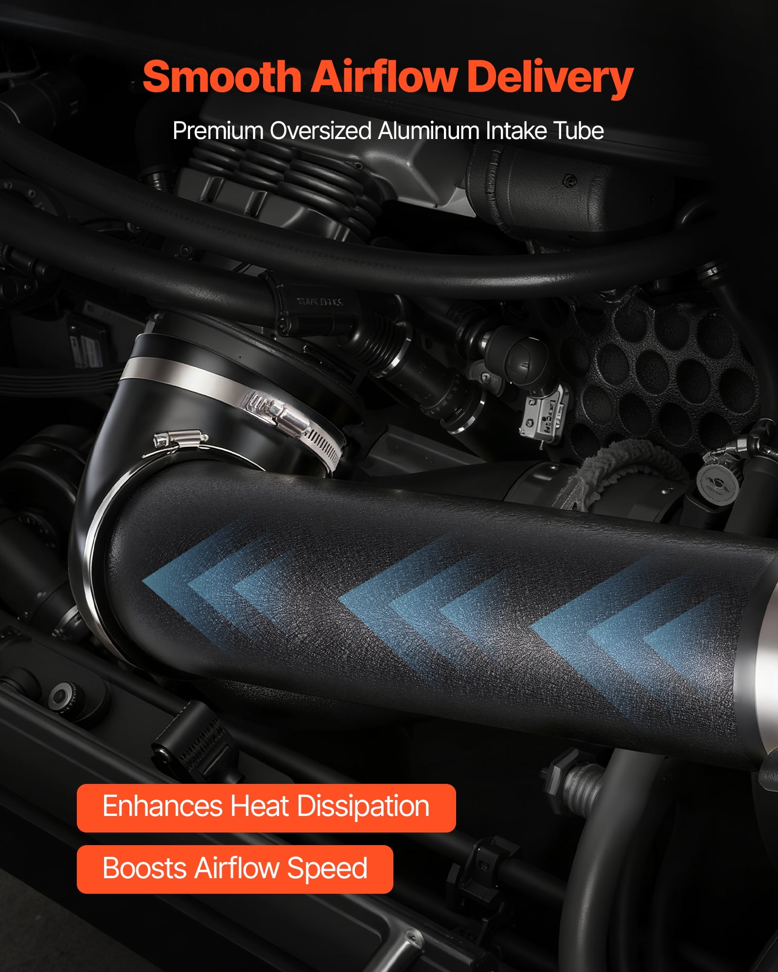VEVOR Cold Air Intake, 3.9 Inch Cold Air Intake System + Heat Shield Compatible with 1999-2006 Chevy Silverado/GMC Sierra 1500 V8 4.8L/5.3L, High Flow Filter Kit Improve Horsepower, Throttle Response