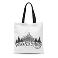 thumbnail image 1 of JSDART Sac Fourre-Tout en Toile Montagnes et Pins Explorez Jamais Lettrage Hipster Sac à Provisions Réutilisable, 1 of 1