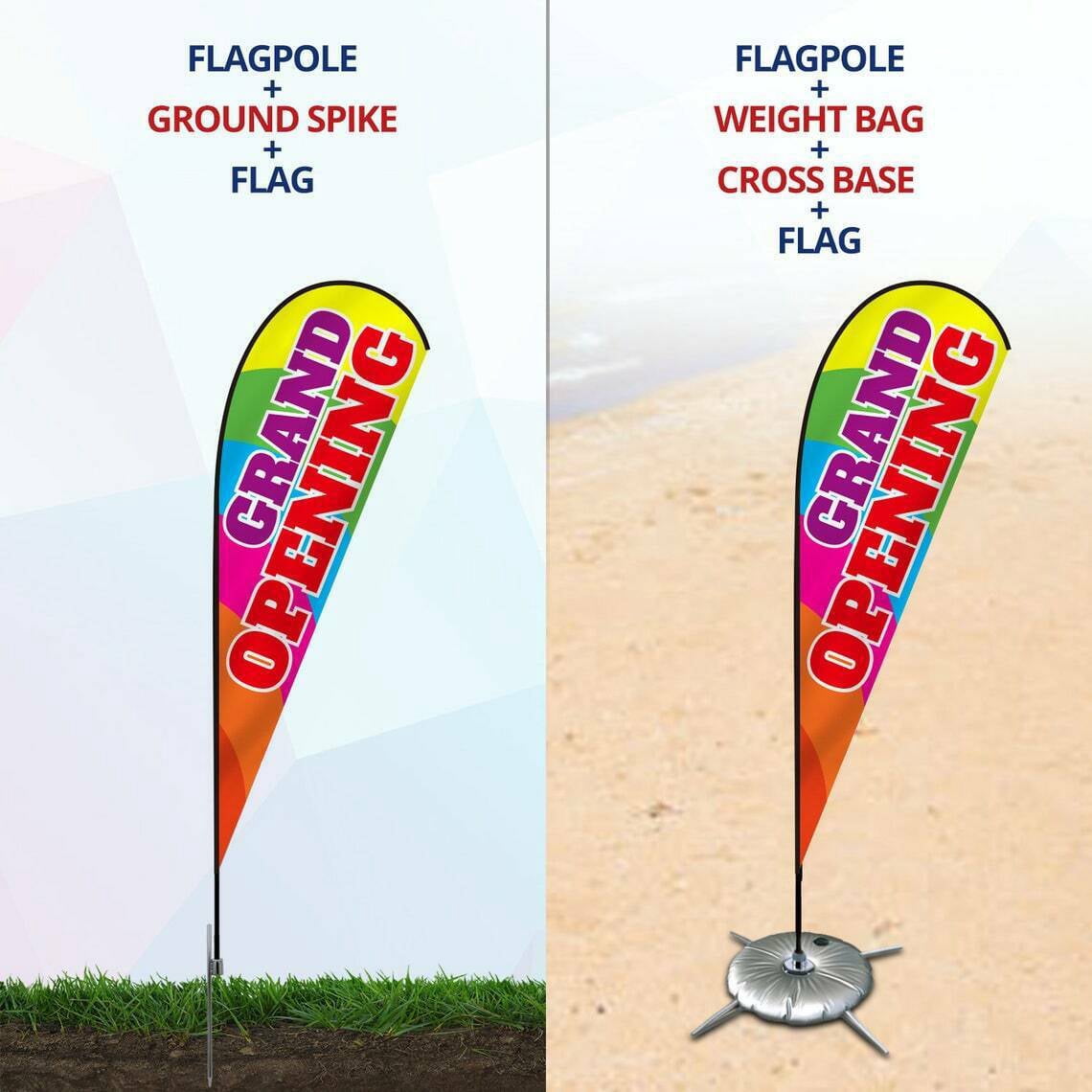 Anley 3 X 7.5 Ft Custom Advertising Teardrop Flag Double Sided - Print Your Own Logo/Design/Words - Indoor & Outdoor Commercial Banners Flags (Include Flagpole & Ground Spike)