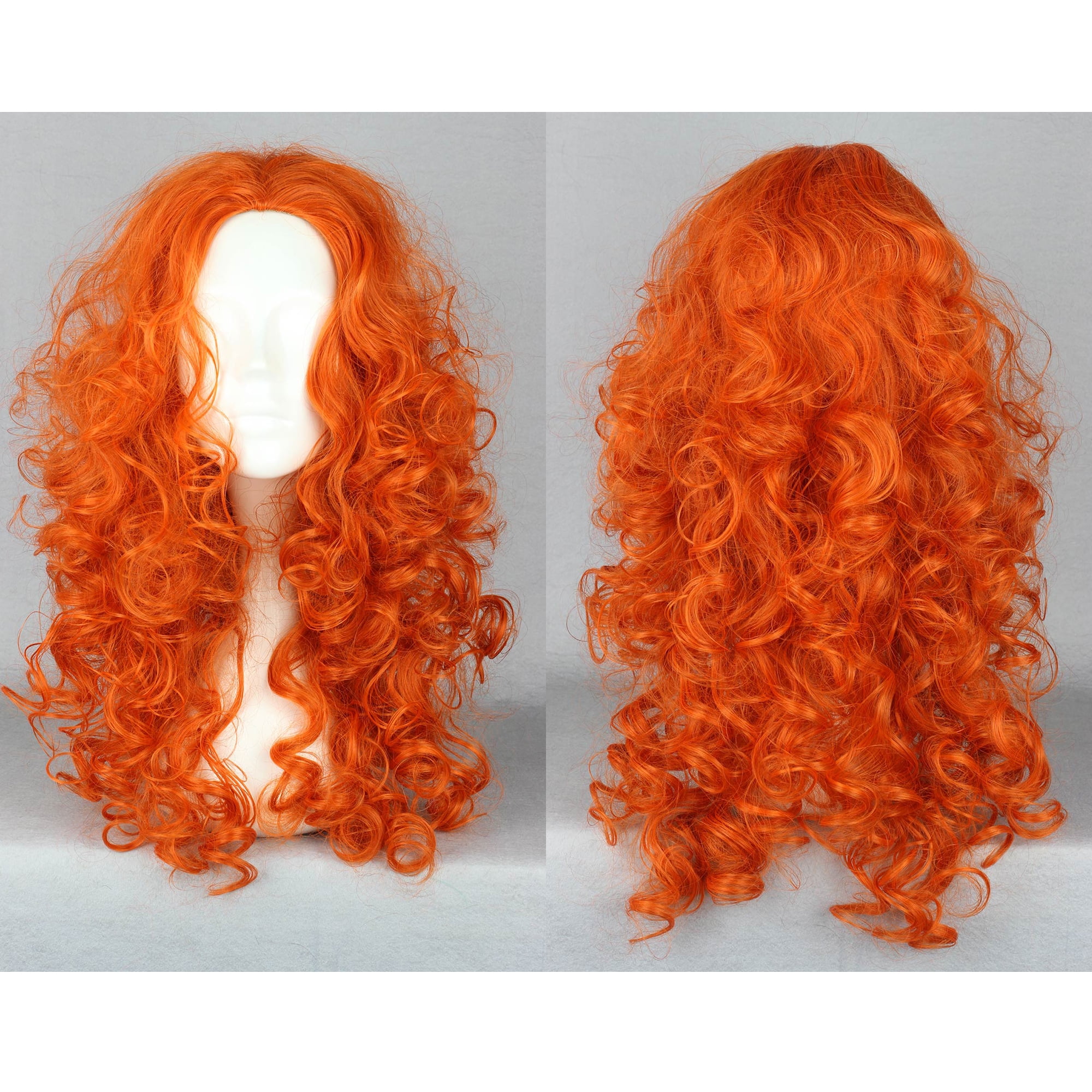 Unique Bargains Christmas Wigs for Women 22" Orange Curly Wig with Wig Cap