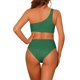 thumbnail image 3 of INSPIRAR CHIC Traje de baño de una pieza para mujer, con un hombro, corte asimétrico en la cintura, bañador de canalé, monokini, talla X-Large, verde oscuro, 3 of 5