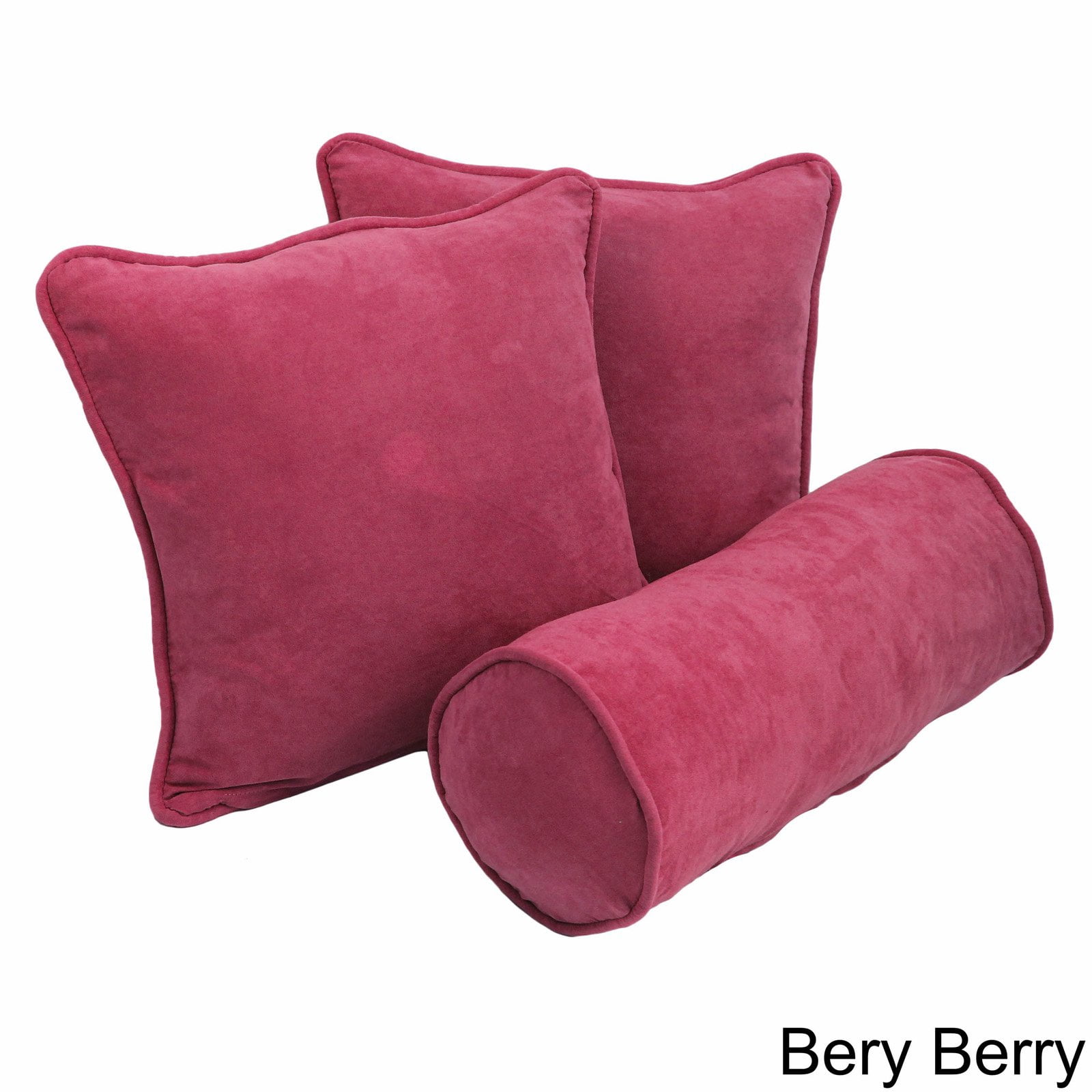 Double-corded Solid Outdoor Spun Polyester Throw Pillows with Inserts (Set of 3), Avocado
