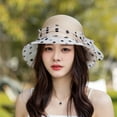thumbnail image 2 of Straw Hats for Women , Packable Sun Hat , Womens Hats Fashion Elegant Sheer Polka Dot Flower Bucket Sun Hat For Women Spring Summer Outdoor Breathable Wide Brim Sun Cap, 2 of 5
