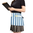thumbnail image 2 of Blue-white Narrow Stripes Short Server Apron with 3 Pockets for Unisex Chef Gardening, 2 of 7