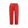 thumbnail image 4 of UAMVSH Capris for Women Cotton Linen Trendy Cuffed Hem Capri Pants With Pockets Elastic Waist Wide Leg Cropped Pants, 4 of 4