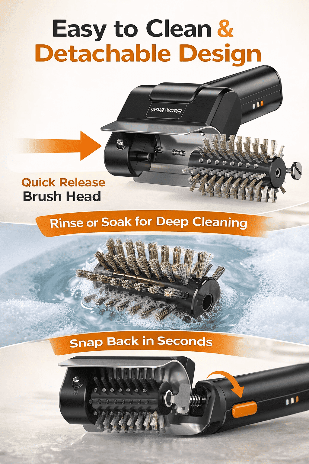Electric Grill Brush, Cordless BBQ Grill Cleaner for Outdoor Grill, Rechargeable Grill Scrubber with Removable Head for Gas Charcoal Smoker
