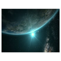 Designart 'Sunrise in Earth from Space ' Contemporary Landscape Canvas Art