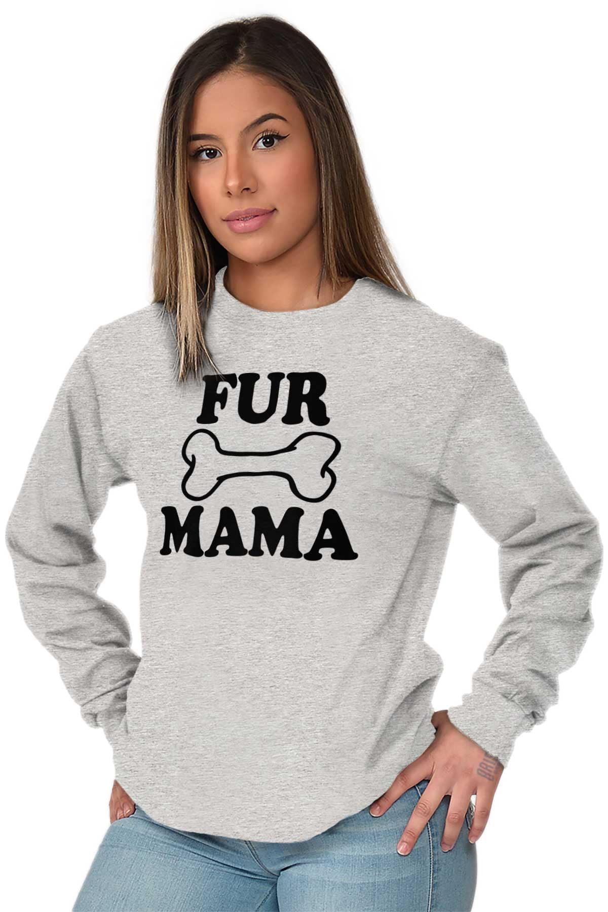 Dogs Long Sleeve TShirts Tee For Women Fur Mama Funny Cute Dog Puppy