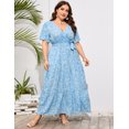 thumbnail image 6 of Plus Size Wedding Guest Maxi Dresses for Curvy Women, Summer Casual Floral Long Party Sundress with 3/4 Sleeve, 6 of 8
