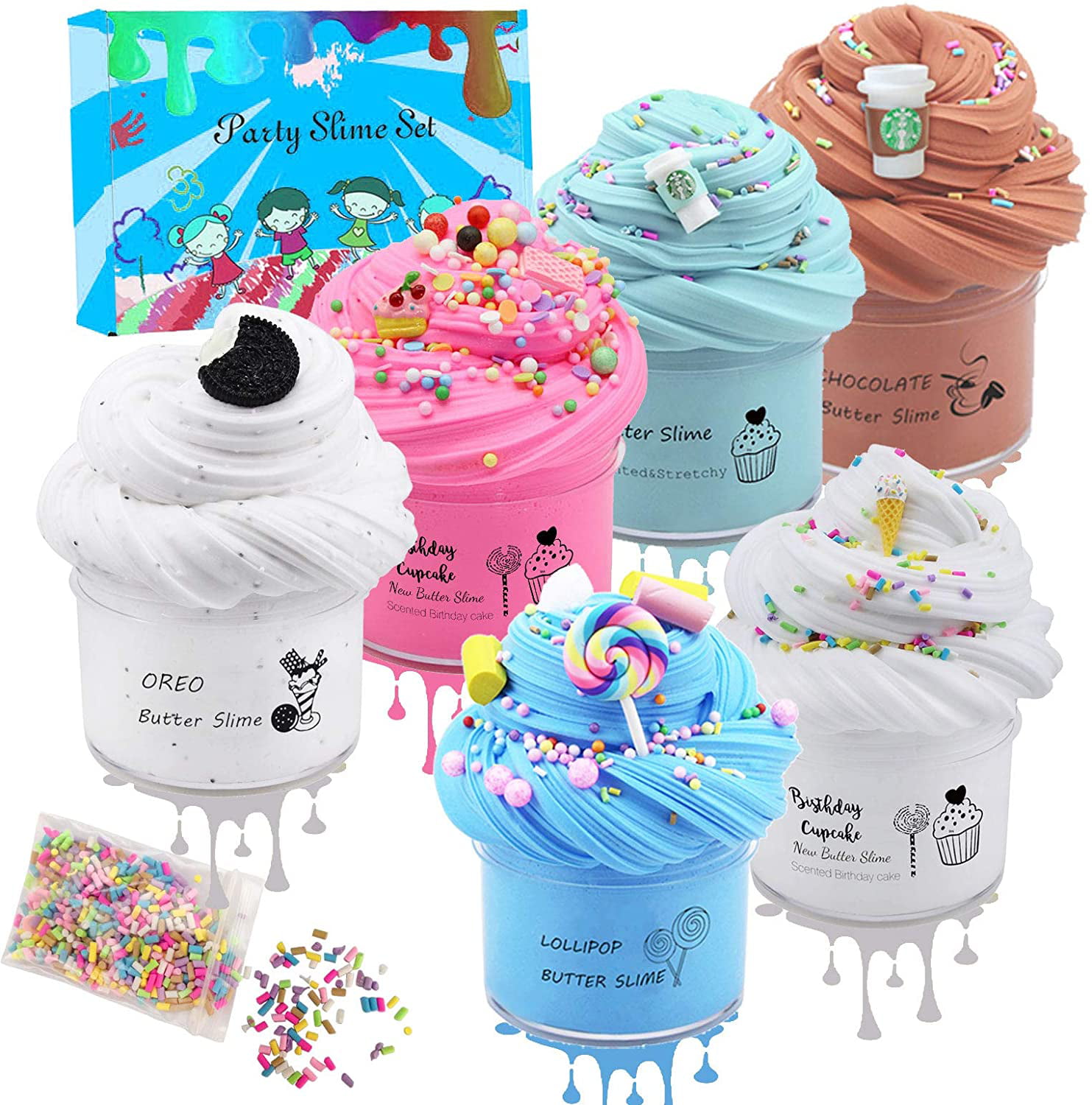 Butter Slime Kit 6 Pack Pre Made Sludge Party Favors with Oreo