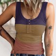 thumbnail image 3 of Haut Sans Manches Côtelé pour Femmes, Camisole Basique à Boutons Col Rond Décontracté Extensible pour Quotidien Dégradé Bleu, Dégradé Rose, Dégradé Rouge, Dégradé Violet, Rose Bleu, Noir Blanc, 3 of 6