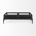 thumbnail image 2 of Arelius Rectangular Glass-Top Brown Wood Black Metal Base Coffee Table, 2 of 6