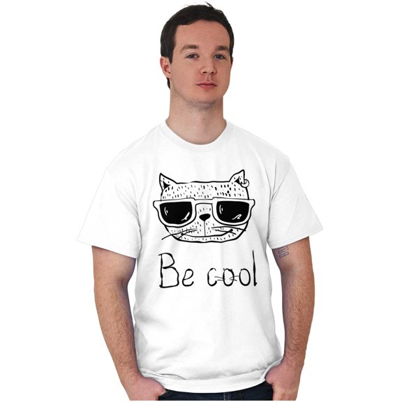 Be Cool Hipster Cat with Glasses Men's Graphic T Shirt Tees Brisco Brands X