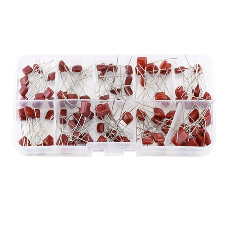 

Tebru 100pcs 10 Valued CBB Polypropylene Film Capacitors Assortment Kit 10nF ~ 470nF Polypropylene Capacitor Capacitor Assortment