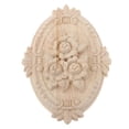 thumbnail image 2 of Oval Wood Furniture Appliques and Onlays Carved Wooden Carving Decal 13x9cm, 2 of 6