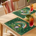 thumbnail image 4 of Gnomes St. Patrick's Day Placemats Set of 4 Green Lucky Clovers Rainbow Place Mats Indoor Wipeable Table Mats Washable Cloth Dining Table Placemats for Kitchen Holiday Party Home Decor 13x19 Inch, 4 of 9
