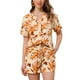 thumbnail image 1 of Conjuntos de Mujeres de Hawái de 2 Piezas, Camisa Floral de Botones y Pantalones Cortos, Ropa Casual de Vacaciones Tropicales en la Playa 2026 L Beige Naranja, 1 of 5