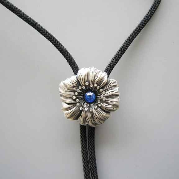 Rhinestones Dream Flower Wedding Necklace Bolo Tie