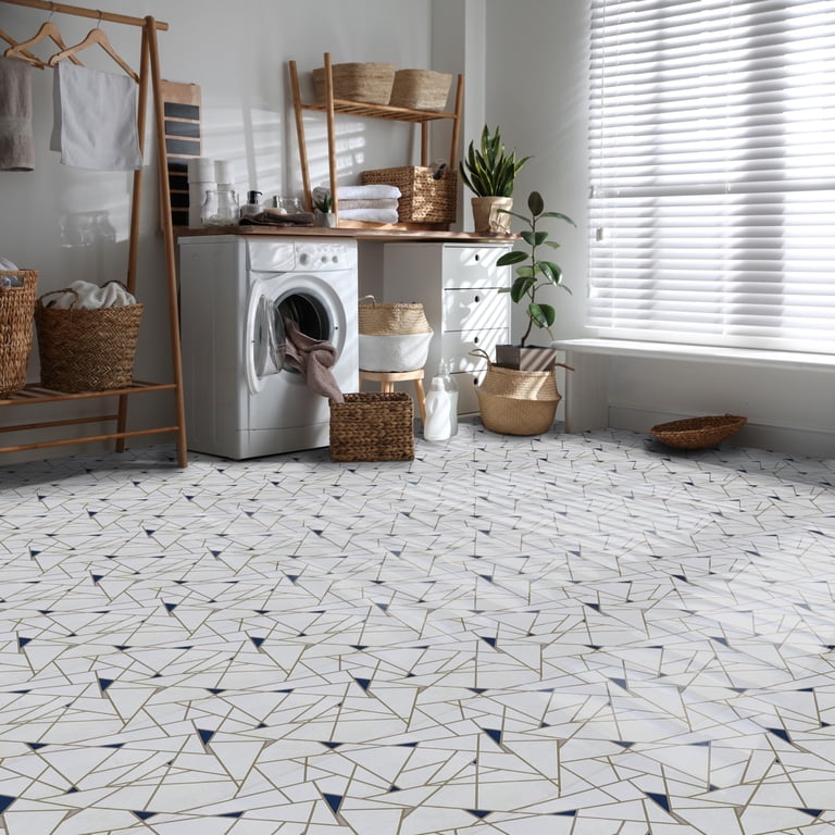 Lot De 20 Carreaux Vinyle Adhésifs Achim – Noir Et Blanc, 12x12 Pouces, Pose Peel & Stick