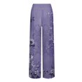 thumbnail image 3 of YDKZYMD Wide Leg Lounge Pants for Women Elastic Boho Ruffle Drawstring Pants Floral Palazzo Casual Loose Comfy Plus Size Pants Summer with Pocket Beach Petite Trousers Dark Purple S, 3 of 4
