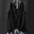 thumbnail image 4 of cocolona Womens Summer Linen Tank Tops Crew Neck Sleeveless Side Split Shirts Trendy Casual Solid Color Blouses, 4 of 6