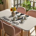 thumbnail image 3 of Happy Easter Table Cloths for 6 Foot Rectangle Tables, Black Plaid Carrots Spring Country Beige Patio Waterproof Elastic Fitted Tablecloths, Washable Rectangular Table Cover for Camping, 3 of 8