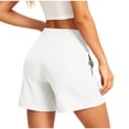 thumbnail image 4 of Women's Solid Color High Waisted Yoga Shorts Tummy Control Athletic Workout Shorts with Pockets White L(L), 4 of 7