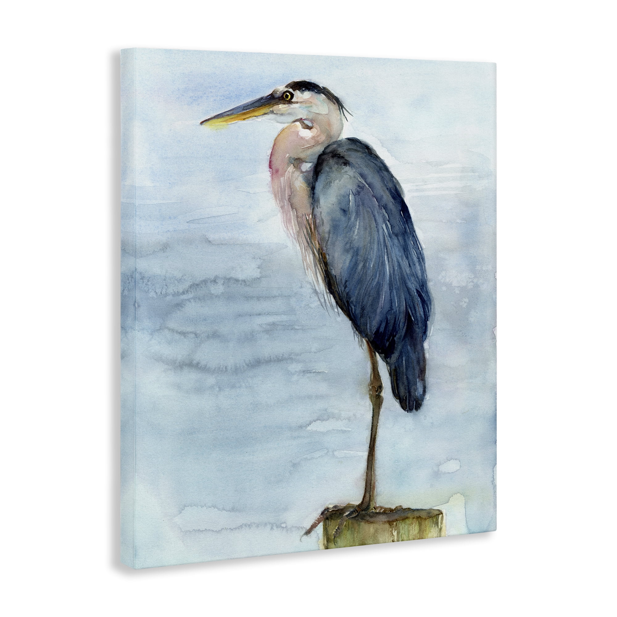 Stupell Industries Blue Heron's Perch Nautical & Beach Painting Wrapped Canvas Art Print Wall Art, 16 x 20