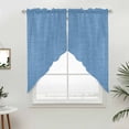 thumbnail image 5 of Blue Burlap Texture Kitchen Window Curtains, Swag Curtains Valance for Bedroom Living Room Bathroom, Farmhouse Vintage Blue Rod Pocket Window Treatment Curtain Block Drapes 2 Panels 36"x45", 5 of 9
