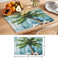 thumbnail image 6 of Coastal Beach Starfish Placemats Set of 12 Blue Green Tropical Palm Tree Wood Grain Place Mats Indoor Wipeable Table Mats Washable Dining Table Placemats for Kitchen Holiday Party Decor 13x19 Inch, 6 of 9