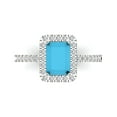 thumbnail image 2 of 1.86ct emerald cut turquoise 18k white gold halo Bridal Wedding Engagement Promise Anniversary Ring for Women size 6, 2 of 7
