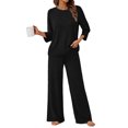 thumbnail image 4 of Wutalume Women's Cozy Home Wear 2-Piece Pajama Set, Comfortable Top and Relaxed Fit Pants, Soft Loungewear Outfit,Black XL, 4 of 6