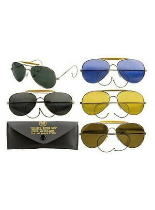 Skeleteen Black Gold Aviator Sunglasses - Military Style Dark Sun Glasses with Gold Metal Frame and UV 400 Protection