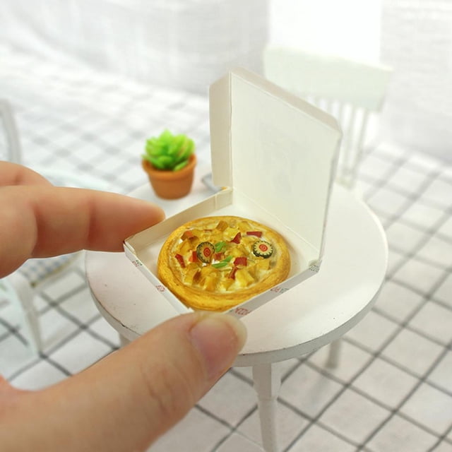 Decoración mini model cocina de alimentos de simulación de alimentos para casa de cocina de cumpleaños DIY Hugo casa de muñecas pizza en miniatura