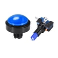 thumbnail image 3 of Botón de empuje para juegos de 62mm redondo, interruptor iluminado LED de 12V con microswitch para arcade, video azul, 5 piezas, 3 of 5