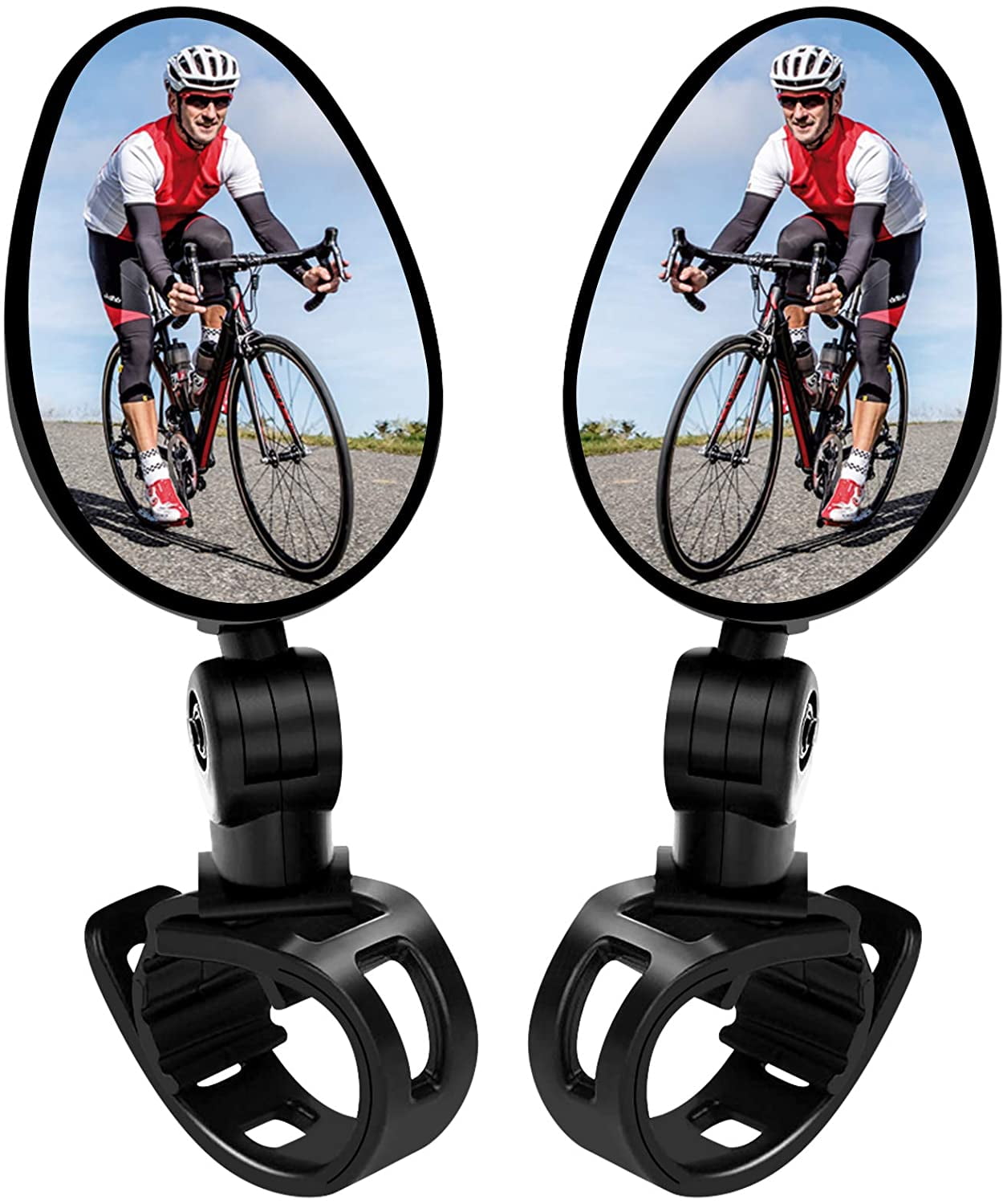 2Pcs 360° Rotaty Bike Bicycle Cycling Rear View Mirror Handlebar Glass Rearview 