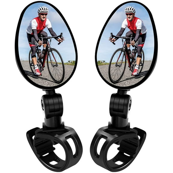Sepela Universal 360 Rotaty Rear View Handlebar Glass Mirrors, Black (2 Count)