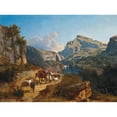thumbnail image 2 of András Markó 24x19 Black Ornate Framed Double Matted Museum Art Print Titled: Herding Goats on a Mountain Pass (1876), 2 of 5