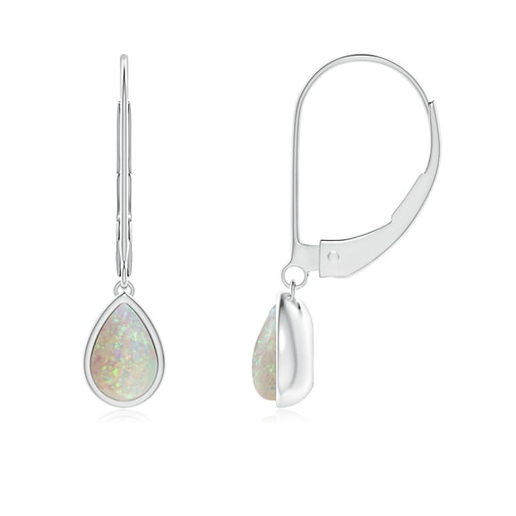ANGARA Natural Pear-Shaped Opal Solitaire Drop Earrings in 925 Sterling Silver for Women (Size-6x4mm) | October Birthstone, Birthday, Anniversary, Jewelry Gift for Women | Natural Opal Earrings
