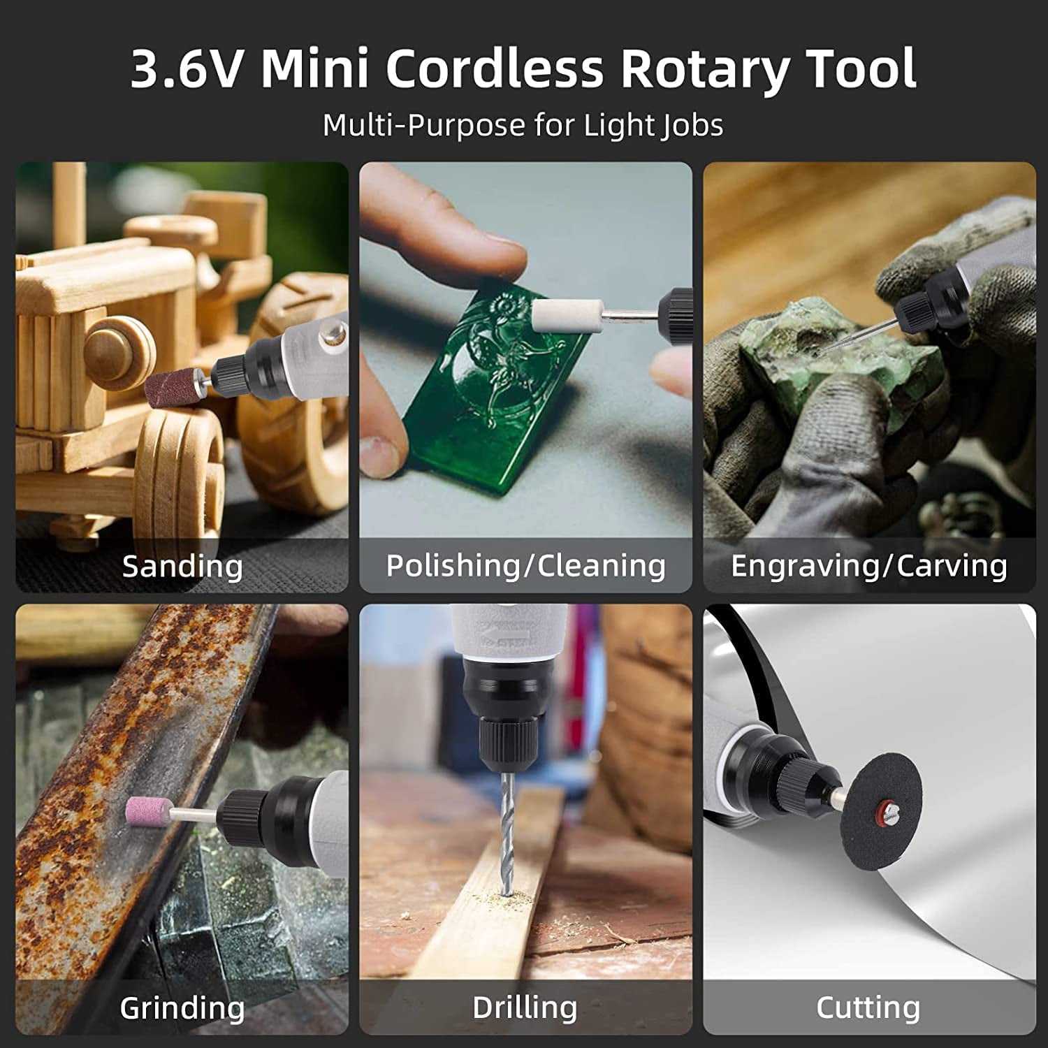Yougfin Mini Cordless Rotary Tool, 3-Speed and USB Charging Rotary
