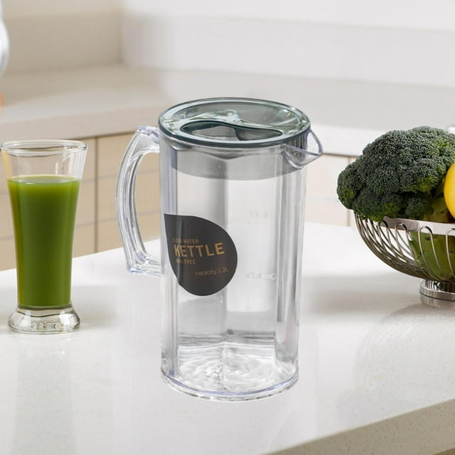 Elodie Water Pitcher Clear Large Capacity Water Jug for Beverage Juice Refrigerator Black Round