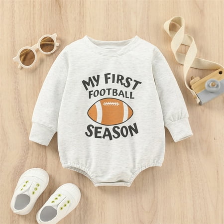 

Baby Boys Girls Cotton Print Football Autumn Long Sleeve Romper Bodysuit Clothes