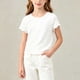 thumbnail image 2 of Paquete de 2 Playeras para Niñas, Blusas de Manga Corta con Volantes, Playeras Sueltas Casuales de Color Sólido con Cuello Redondo Blancas 7 Años, 2 of 8