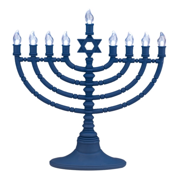 Rite Lite 11.5" Star of David LED Bulbs Electric Hanukkah Menorah - Blue/Clear