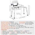 thumbnail image 6 of Sliding Tub Transfer Bench with Cut-Out Seat - White Aluminum Shower Chair for Elderly & Disabled - Adjustable Height, 400lb Capacity - Bathroom Safety Seat, 6 of 10