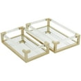 thumbnail image 5 of CosmoLiving by Cosmopolitan 20", 18"W Gold Metal Mirrored Tray with Acrylic Handles, 2-Pieces, 5 of 7